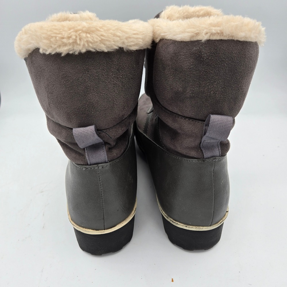 Arctic Plunge Womens Winter Snow Boots Lace Up Faux Fur Trim Gray Size 8.5 - Picture 6 of 8